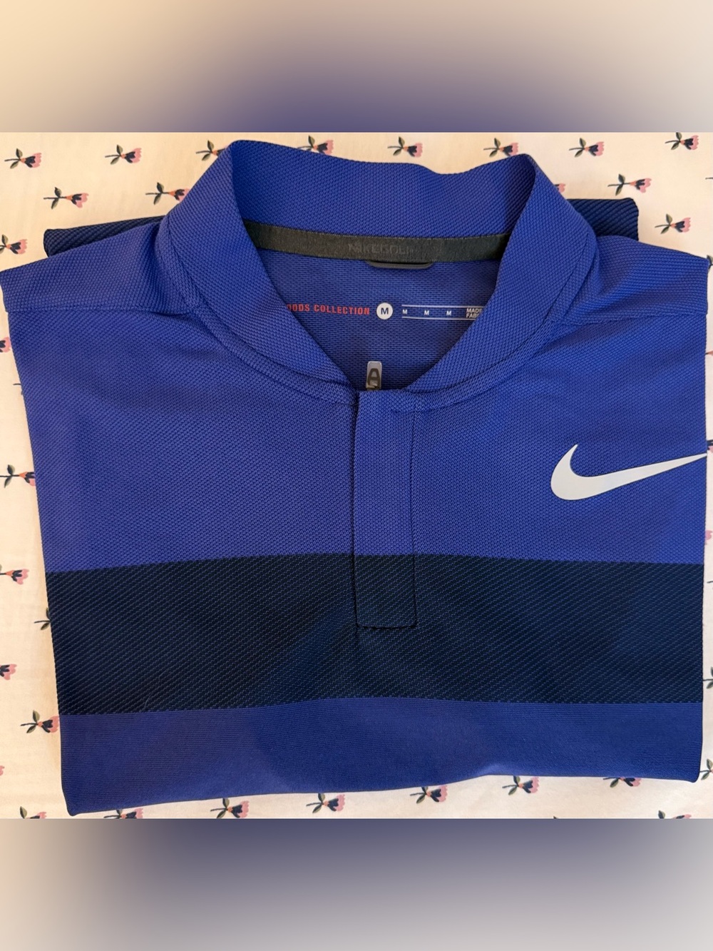 Nike Tiger Woods Dri-FIT Golf Polo – Navy Blue/Light Blue Striped – Men’s L –EUC